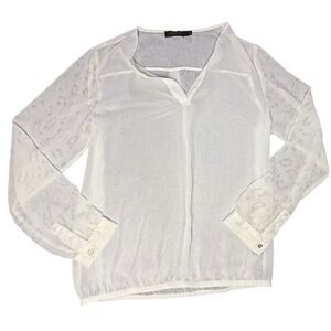 The Limited‎ White Long Sleeve Sheer Blouse Womens Size L Button Cuff